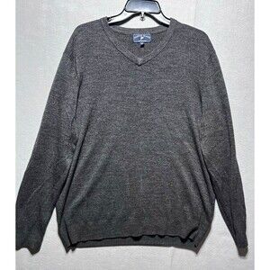 Harbor Island Men’s XL Gray Acrylic Knit V-Neck Long Sleeve Pullover Sweater